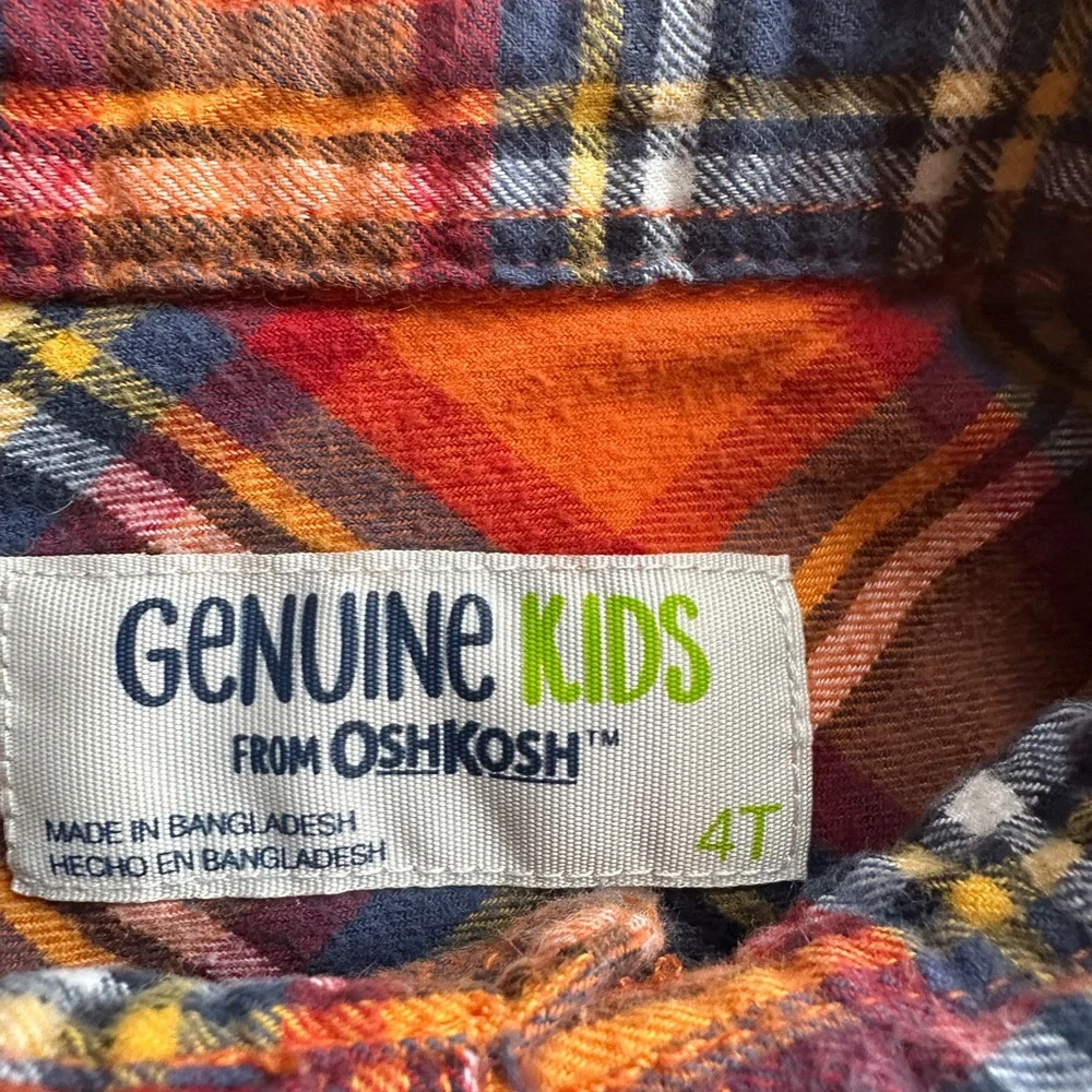 OshKosh B'gosh Plaid Flannel Shirt - Orange and Blue